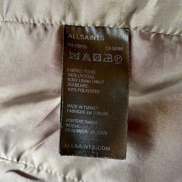 AllSaints Portere Parka Jacket · Army Green Lyocell Drape Hooded Coat · W's Sz 4 - Picture 6 of 15